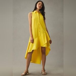Anthropologie Maeve Sleeveless Buttondown Asymmetrical Ruffle-Hem Dress XL  NWT